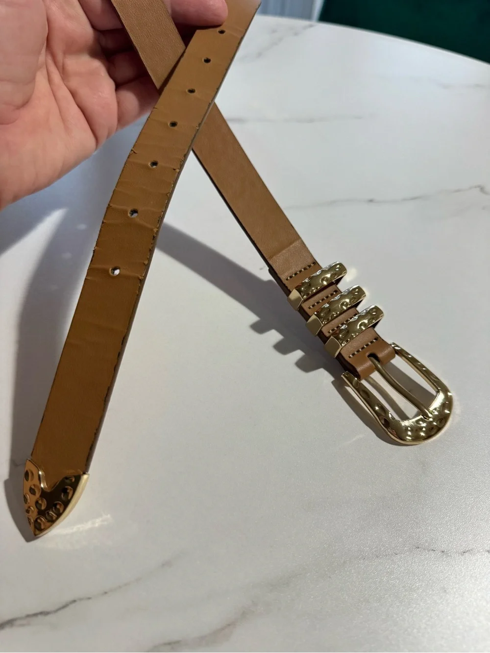 Kendall + Kylie Brown Belt with Gold-Tone Hardware